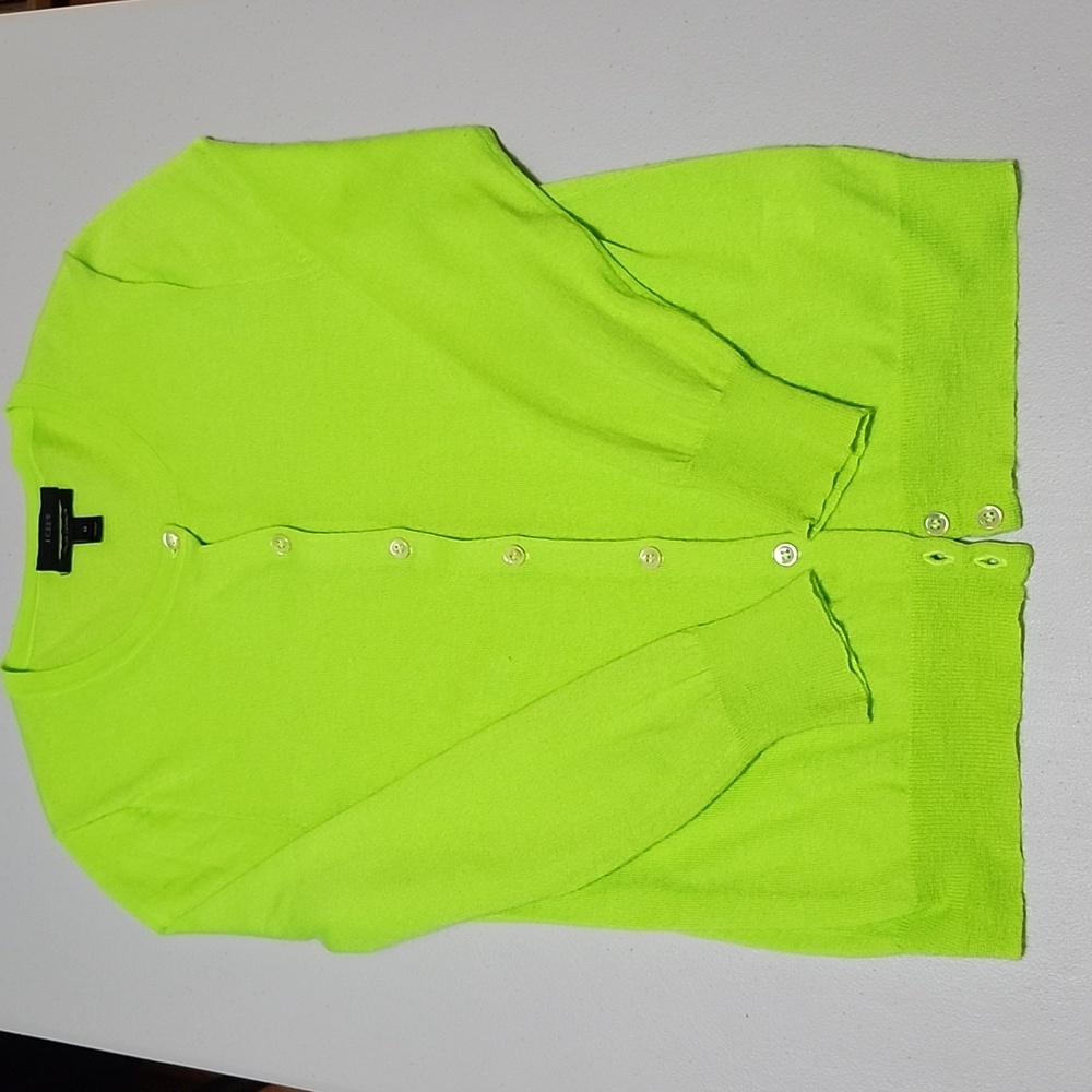 J. Crew Neon Green Cardigan Sweater